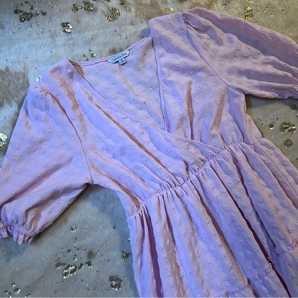 NWT Ophelia Roe Tiered V Neck Pink Dress Size Medium - Picture 4 of 12